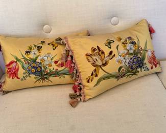 Shantalle's Studio Hand Painted Silk Pillows with Floral & Butterfly Design