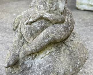 Mythical Creature Sitting on Mushroom Concrete Statue
