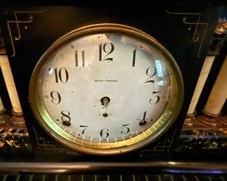 Seth Thomas Black 6 Pillar Mantle Clock