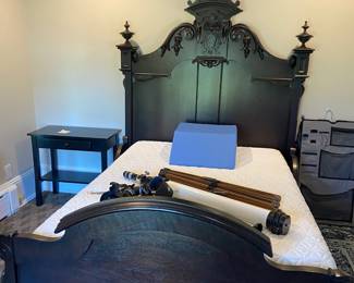 Victorian Renaissance Revival Dark Wood Bed Frame