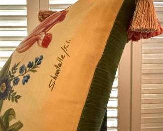 Shantalle's Studio Hand Painted Silk Pillows with Floral & Butterfly Design