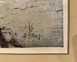 Framed & Matted Etching "Persenbeug Castle, Austria" by Luigi Kasimir