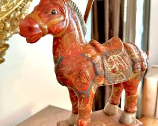 Frederick Cooper Vintage Tang Dynasty Horse Lamp with Fabric Shade