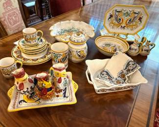 Fima Deruta Italian Hand Painted Italian Pottery Dinnerware & Serving Set