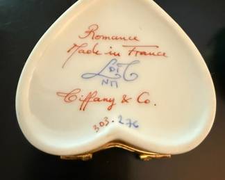 Tiffany & Co. "I Love You" Pink Heart Shaped Romance Porcelain Trinket Box