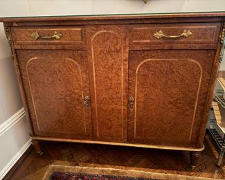 Louis XVI Burl Wood Commode with Brass Accents
