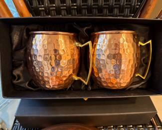 Pair of Pure Copper Moscow Mule Mugs with Brass Handles