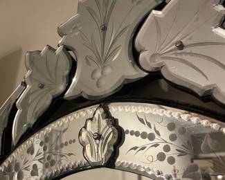 Ornate Venetian Wall Mirror with Etched Floral Design