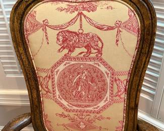 Set of 6 Louis XVI Style Dining Chairs with Toile Upholstery