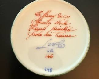 Tiffany & Co. Gold and Green Porcelain Trinket Box with Star Design