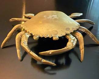Mid Century Brass Crab Trinket Box