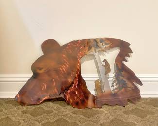 Bear Head Silhouette Metal Wall Art