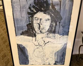 Framed Mixed Media Abstract Portrait "San Francisco Woman #6" by Robert Breyer