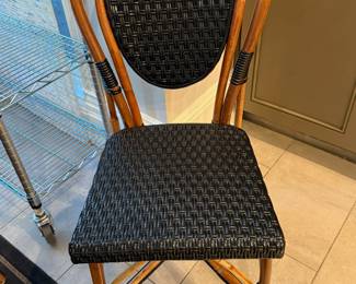 Set of 4 Black Bamboo & Black Vinyl Rattan Bistro Chairs