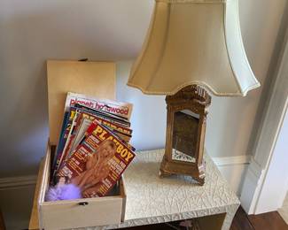 Pair of Couture Gold Tone Hand-Painted Mirrored Lamps