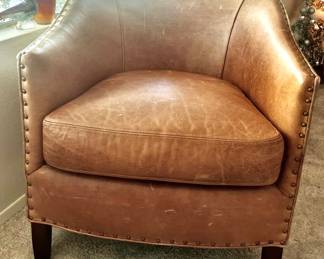 Arhaus Furniture Camel Brown Leather Giles Chair