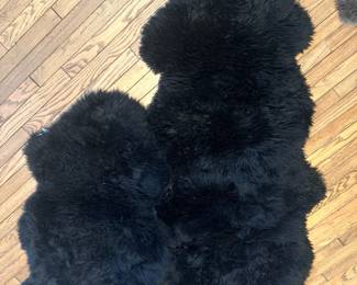 Overland Black Sheepskin Fur Rugs