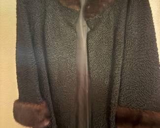 Richland Furs Black Coat with Mink Fur Trim