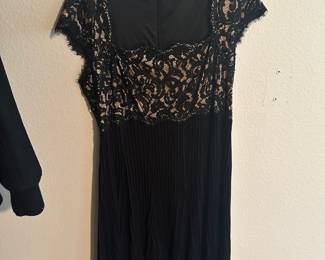 Tadashi Shoji Black & Tan Dress with Lace Overlay