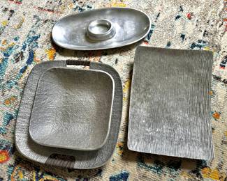 Joseph Abboud Cast Aluminum and Pewter Serving Platters
