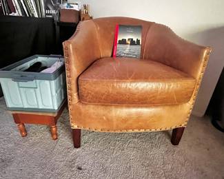 Arhaus Furniture Camel Brown Leather Giles Chair
