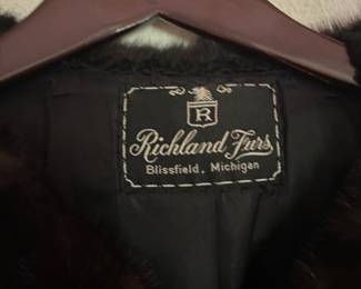 Richland Furs Black Coat with Mink Fur Trim