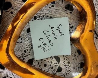 Circa 2000 Art Glass Heart Shaped Dish – Signed Annie Glass
