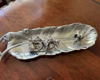 Arthur Court Aluminum Leopard Tray