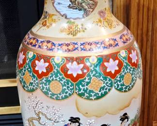 chinese painted large floor vase