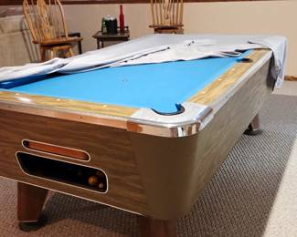 blue felt pool table