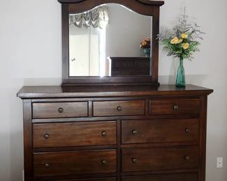 wooden dresser with mirror