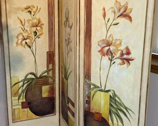 Floral painted room divider