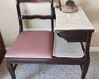 antique telephone gossip bench