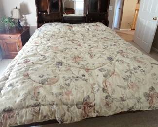 wood storage bedframe with mirror