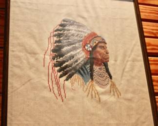 Knitted piece framed and great condition. 
