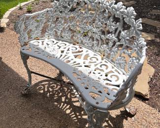cast iron garden bench, vintage