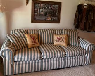 striped sofa
