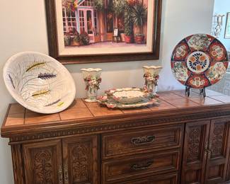 Mediterranian style console with tile top