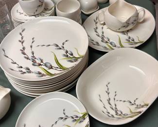 W.S. GEORGE dish set, cattails