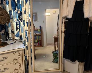 French Provincial full length mirror on base