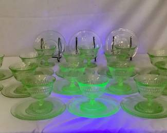 Uranium Glass Dessert Cups & Plates