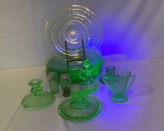 Uranium Glass Ashtray, Dinner Plates & More