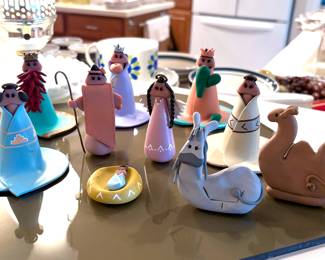 Native American clay nativity scene-signed Chantal