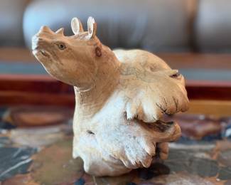 Carved wood rhino