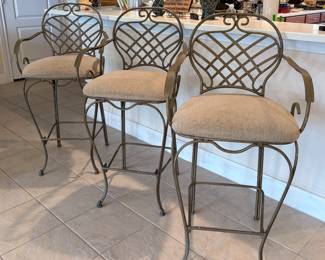 3 metal with cloth seat bar stools
