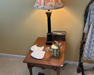 Wooden Side Table, Table Lamp