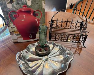 Napkin Holder, Silver Tray