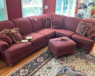 Flexsteel Red Sectional, Ottoman, Area Rug