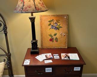 Wooden Side Table, Table Lamp