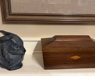 Vintage Tea Caddy and Rabbit by Virginia Metalcrafters